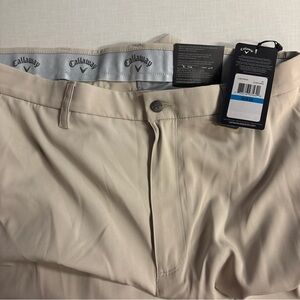 Callaway Mens Golf Pants 36x30 Khaki  Flex Fabric Active Waistband UPF 50 NWT
